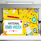 Lofaris Yellow White Calendar National EMS Week Backdrop